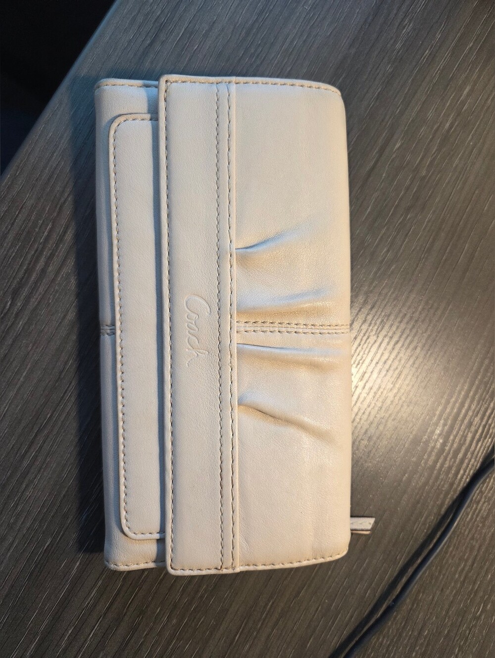 Coach Cream Leather Tri-fold Clutch Wallet